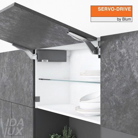 AVENTOS HK top підіймальна система, механізми 2x25, дерев`яний фасад, темно-сірі заглушки, з SERVO-DRIVE