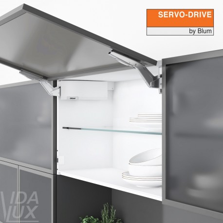 AVENTOS HK top підіймальна система, механізми 2x25, фасад вуз.алюм. профіль, білі заглушки, з SERVO-DRIVE