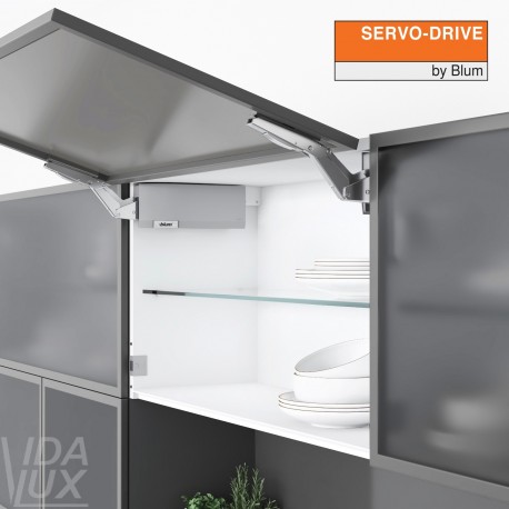 AVENTOS HK top підіймальна система, механізми 2x25, фасад вуз.алюм. профіль, сірі заглушки, з SERVO-DRIVE