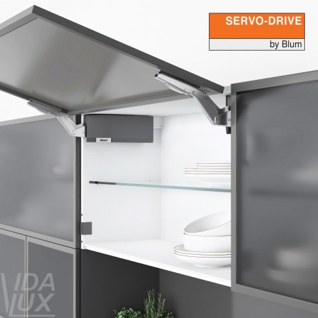 AVENTOS HK top підіймальна система, механізми 2x27, фасад вуз.алюм. профіль, темно-сірі заглушки, з SERVO-DRIVE