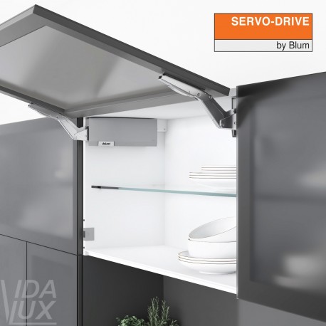 AVENTOS HK top підіймальна система, механізми 2x25, фасад шир.алюм. профіль, сірі заглушки, з SERVO-DRIVE