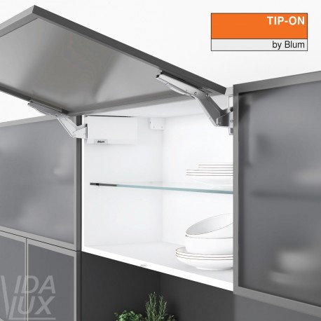 AVENTOS HK top підіймальна система, механізми 2x25, фасад вуз.алюм. профіль, білі заглушки, з TIP-ON