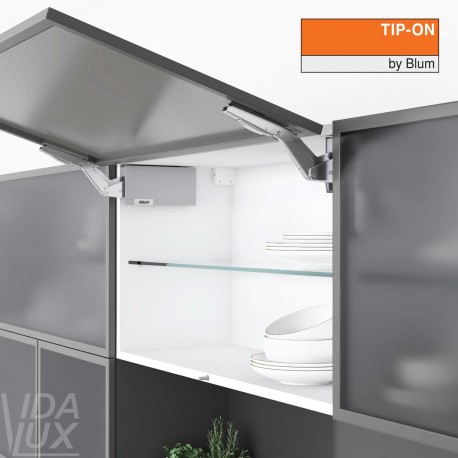 AVENTOS HK top підіймальна система, механізми 2x23, фасад вуз.алюм. профіль, сірі заглушки, з TIP-ON