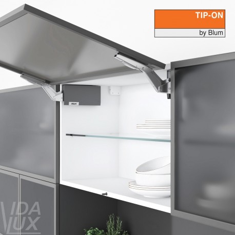 AVENTOS HK top підіймальна система, механізми 2x23, фасад вуз.алюм. профіль, темно-сірі заглушки, з TIP-ON