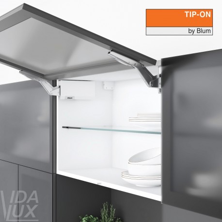 AVENTOS HK top підіймальна система, механізми 2x23, фасад шир.алюм. профіль, білі заглушки, з TIP-ON