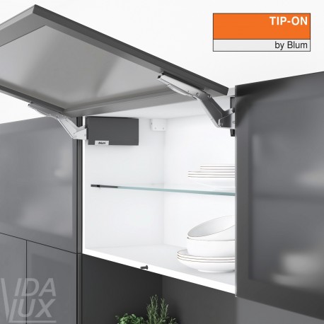 AVENTOS HK top підіймальна система, механізми 2x23, фасад шир.алюм. профіль, темно-сірі заглушки, з TIP-ON