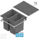 Комплект відер для сміття ENVI-Fit-Pro, для TANDEMBOX, MERIVOBOX, 2 по 28л, шир. 600 мм, глиб. 500мм, висота 446 мм, сіра "Лава"