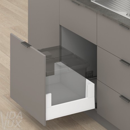 MERIVOBOX E комплект шухляди під смітник з BOXCOVER, НД 450 мм, 70 кг, BLUMOTION, білий "Шовк"
