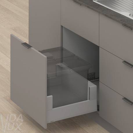 MERIVOBOX E комплект шухляди під смітник з BOXCOVER, НД 450 мм, 70 кг, BLUMOTION, сірий "Індіум"