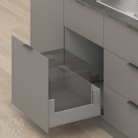 MERIVOBOX E комплект шухляди під смітник з BOXCOVER, НД 450 мм, 70 кг, BLUMOTION, сірий "Індіум", EXPANDO T