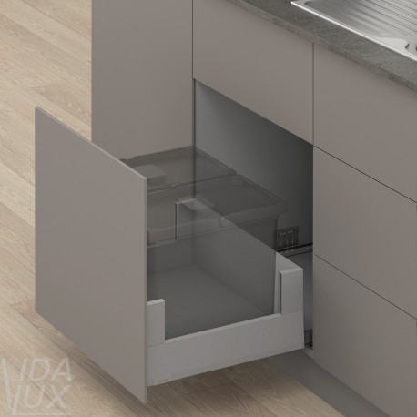 MERIVOBOX E комплект шухляди під смітник з BOXCOVER, НД 450 мм, 70 кг, TIP-ON BLUMOTION, сірий "Індіум", EXPANDO T
