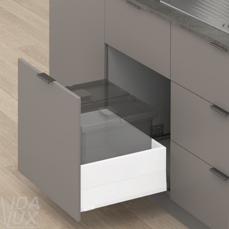 MERIVOBOX E комплект шухляди під смітник з BOXCAP, НД 450 мм, 70 кг, BLUMOTION, білий "Шовк"