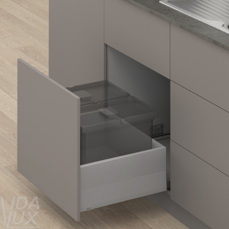 MERIVOBOX E комплект шухляди під смітник з BOXCAP, НД 450 мм, 70 кг, TIP-ON BLUMOTION, сірий "Індіум"
