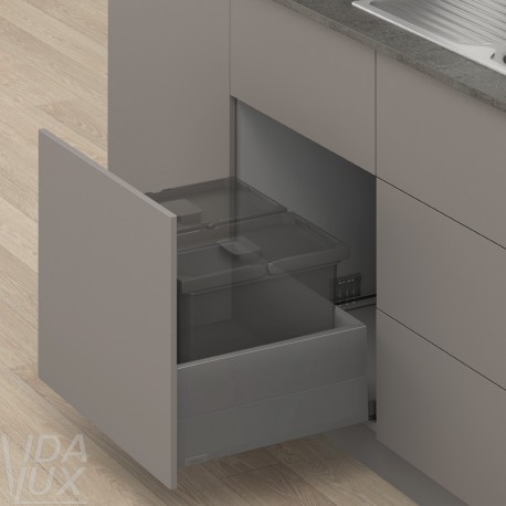 MERIVOBOX E комплект шухляди під смітник з BOXCAP, НД 550 мм, 70 кг, TIP-ON BLUMOTION, сірий "Оріон"