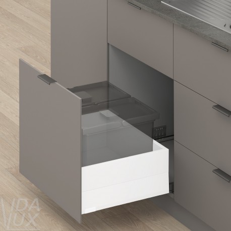 MERIVOBOX E комплект шухляди під смітник з BOXCAP, НД 450 мм, 70 кг, BLUMOTION, білий "Шовк", EXPANDO T