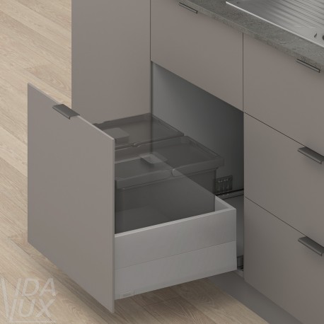 MERIVOBOX E комплект шухляди під смітник з BOXCAP, НД 450 мм, 70 кг, BLUMOTION, сірий "Індіум", EXPANDO T