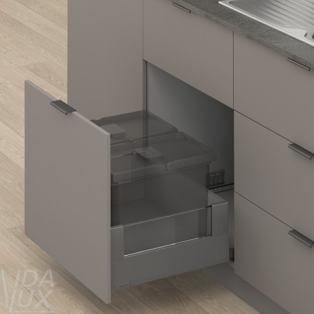 MERIVOBOX E комплект шухляди під смітник з BOXCOVER та склом, НД&nbsp;550&nbsp;мм, 70&nbsp;мм, BLUMOTION, сірий "Оріон"