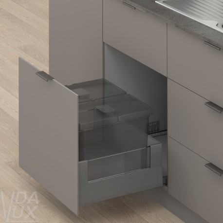 MERIVOBOX E комплект шухляди під смітник з BOXCOVER та склом, НД&nbsp;550&nbsp;мм, 70&nbsp;мм, BLUMOTION, сірий "Оріон", EXPANDO&nbsp;T
