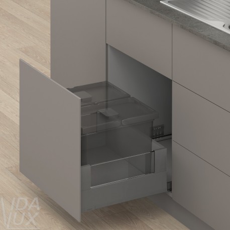 MERIVOBOX E комплект шухляди під смітник з BOXCOVER та склом, НД&nbsp;550&nbsp;мм, 70&nbsp;мм, TIP-ON BLUMOTION, сірий "Оріон", EXPANDO&nbsp;T