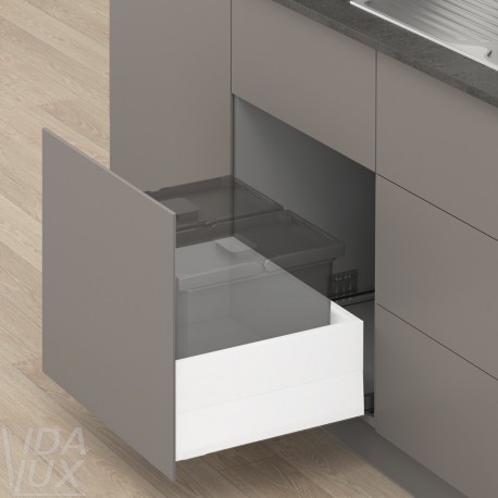 MERIVOBOX E комплект шухляди під смітник з BOXCAP, НД 450 мм, 70 кг, TIP-ON BLUMOTION, білий "Шовк", EXPANDO T