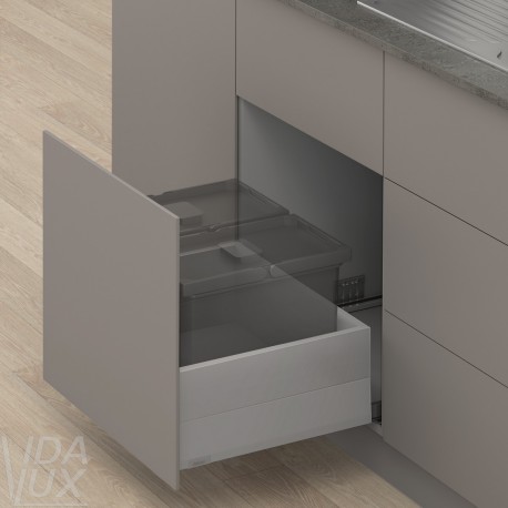 MERIVOBOX E комплект шухляди під смітник з BOXCAP, НД 550 мм, 70 кг, TIP-ON BLUMOTION, сірий "Індіум", EXPANDO T