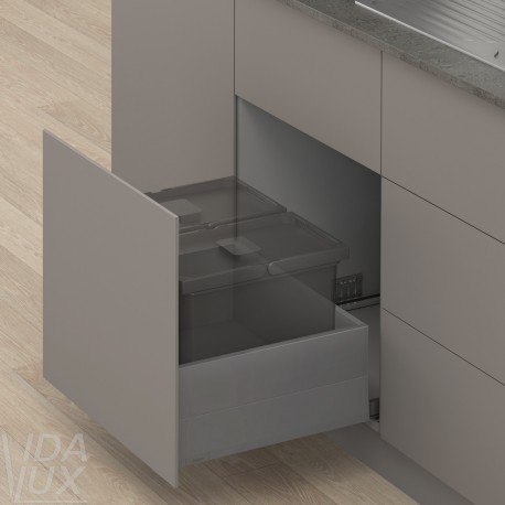 MERIVOBOX E комплект шухляди під смітник з BOXCAP, НД 550 мм, 70 кг, TIP-ON BLUMOTION, сірий "Оріон", EXPANDO T