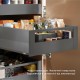 MERIVOBOX E комплект внутрішньої шухляди з BOXCAP, НД 550 мм, 70 кг, BLUMOTION, сірий "Оріон", фасад з релінгом