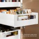 MERIVOBOX E комплект внутрішньої шухляди з BOXCAP, НД 550 мм, 70 кг, TIP-ON BLUMOTION, білий "Шовк", фасад з релінгом