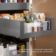 MERIVOBOX E комплект внутрішньої шухляди з BOXCAP, НД 600 мм, 40 кг, TIP-ON BLUMOTION, сірий "Оріон", фасад під вставку