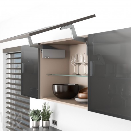 AVENTOS HS top підіймальна система, механізм S22, фасад вуз.ал.проф., сірі заглушки, ВК 350-450 мм.