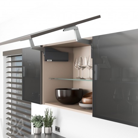 AVENTOS HS top підіймальна система, механізм S28, фасад вуз.ал.проф., темно-сірі заглушки.
