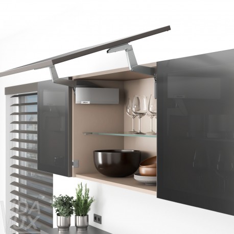 AVENTOS HS top підіймальна система, механізм S25, фасад шир.ал.проф., сірі заглушки, SERVO-DRIVE