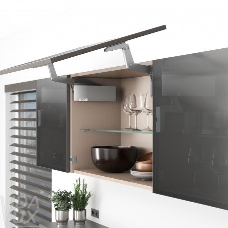 AVENTOS HS top підіймальна система, механізм S22, фасад вуз.ал.проф., сірі заглушки, ВК 350-450 мм, SERVO-DRIVE