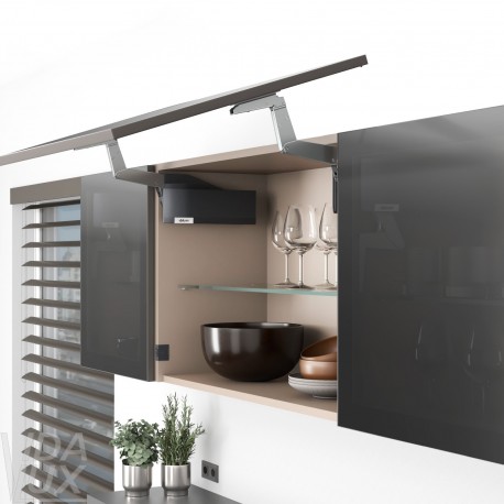 AVENTOS HS top підіймальна система, механізм S22, фасад шир.ал.проф., темно-сірі заглушки, ВК 350-450 мм, SERVO-DRIVE
