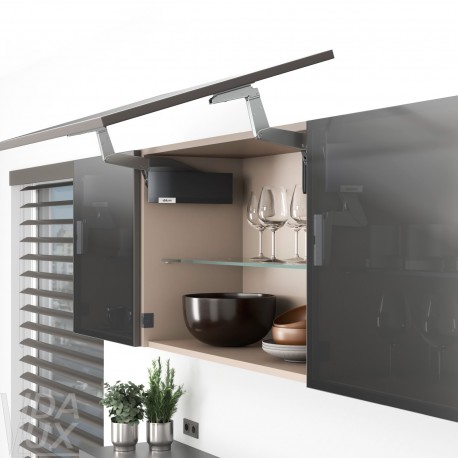 AVENTOS HS top підіймальна система, механізм S22, фасад вуз.ал.проф., темно-сірі заглушки, ВК 350-450 мм, SERVO-DRIVE