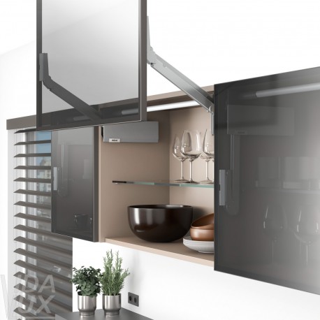AVENTOS HL top підіймальна система, механізм L22, важіль L32, фасад вуз.ал.проф., сірі заглушки