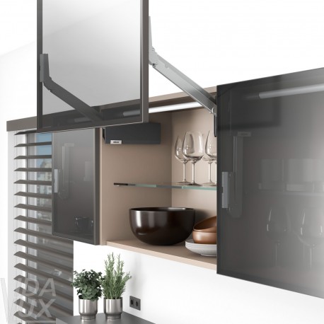 AVENTOS HL top підіймальна система, механізм L22, важіль L32, фасад вуз.ал.проф., темно-сірі заглушки