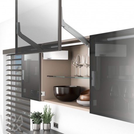 AVENTOS HL top підіймальна система, механізм L25, важіль L38, фасад вуз.ал.проф., білі заглушки, SERVO-DRIVE