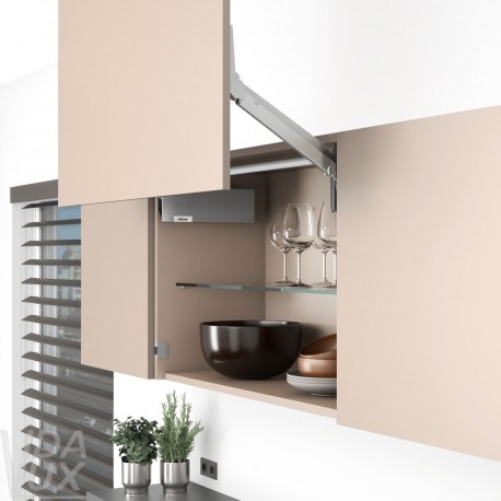 AVENTOS HL top підіймальна система, механізм L22, важіль L35, дерев`яний фасад, сірі заглушки, SERVO-DRIVE