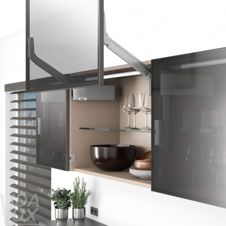 AVENTOS HL top підіймальна система, механізм L22, важіль L32, фасад вуз.ал.проф., сірі заглушки, SERVO-DRIVE