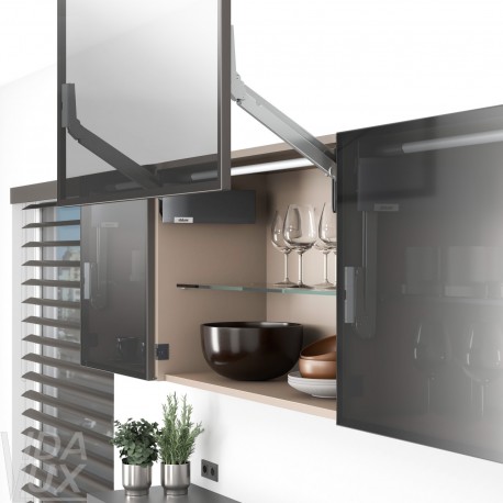 AVENTOS HL top підіймальна система, механізм L22, важіль L35, фасад вуз.ал.проф., темно-сірі заглушки, SERVO-DRIVE