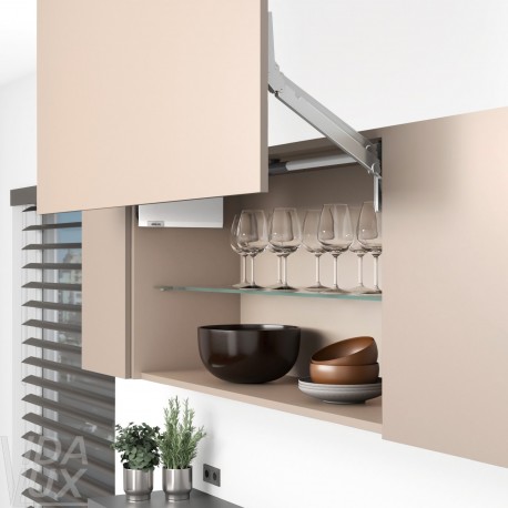AVENTOS HL top підіймальна система, механізм L25, важіль L39, дерев`яний фасад, білі заглушки, ШК 1228-1800 мм