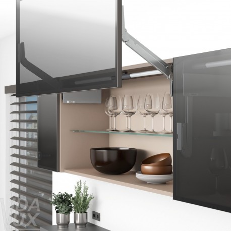 AVENTOS HL top підіймальна система, механізм L25, важіль L39, фасад вуз.ал.проф., сірі заглушки, ШК 1228-1800 мм