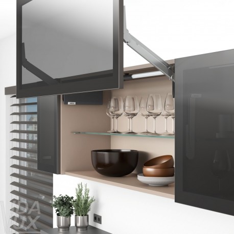 AVENTOS HL top підіймальна система, механізм L22, важіль L35, фасад шир.ал.проф., темно-сірі заглушки, ШК 1228-1800 мм