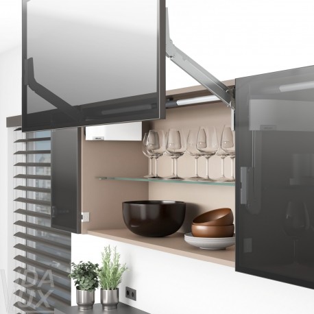 AVENTOS HL top підіймальна система, механізм L22, важіль L35, фасад вуз.ал.проф., білі заглушки, ШК 1228-1800 мм, SERVO-DRIVE