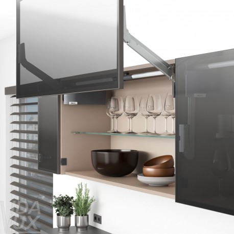 AVENTOS HL top підіймальна система, механізм L25, важіль L38, фасад вуз.ал.проф., темно-сірі загл., ШК 1228-1800 мм, SERVO-DRIVE