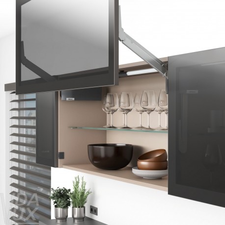 AVENTOS HL top підіймальна система, механізм L25, важіль L38, фасад шир.ал.проф., темно-сірі загл., ШК 1228-1800 мм, SERVO-DRIVE