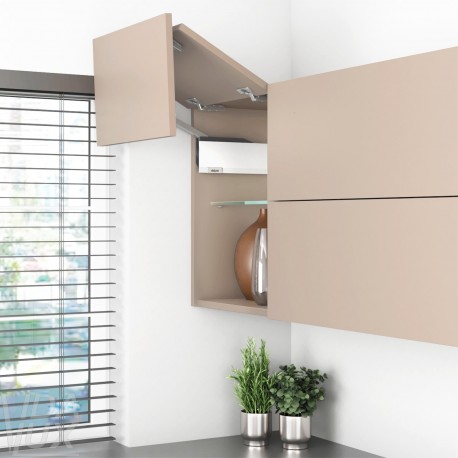 AVENTOS HF top підіймальна система, механізм F25, важіль F32, дерев`яний фасад, білі заглушки