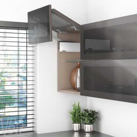 AVENTOS HF top підіймальна система, механізм F25, важіль F32, фасад шир.алюм.проф., білі заглушки