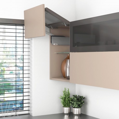 AVENTOS HF top підіймальна система, механізм F25, важіль F35, фасад шир.алюм.проф. і дер., сірі заглушки